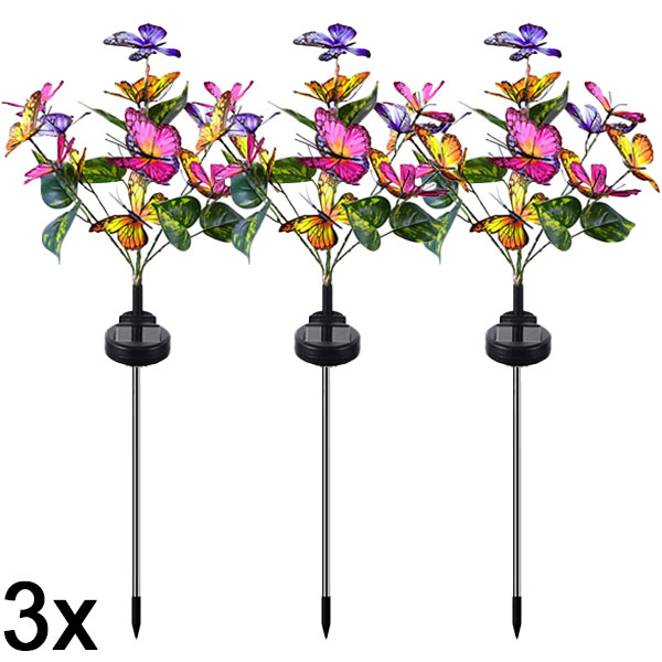 3x Vlinderlampen voor buiten op zonne-energie | FLUTIX
