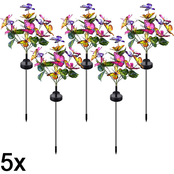 5x Vlinderlampen voor buiten op zonne-energie | FLUTIX